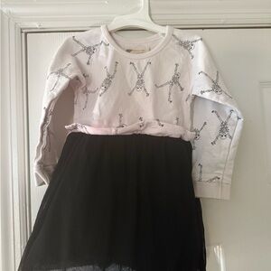 Skeleton Dance Long Sleeve Dress for Kids - Black and White